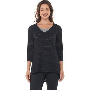 Stonewear Designs Women's Drishti Eyelet V-Neck Pullover Top l Size: S